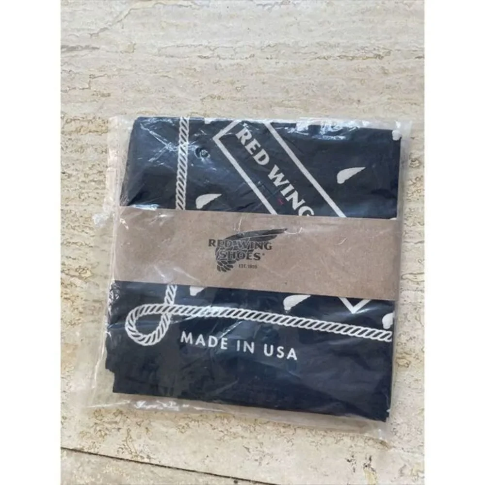 Red Wing Shoes Cotton Bandana USA Handkerchief 21X21 inches New‎ Black